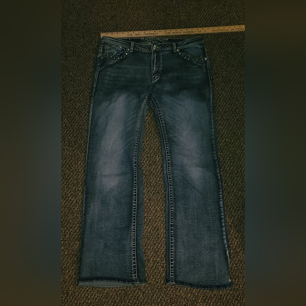 Platinum Plush from Los Angeles Dark Wash Women's Jeans with Rhinestn Pockets 19